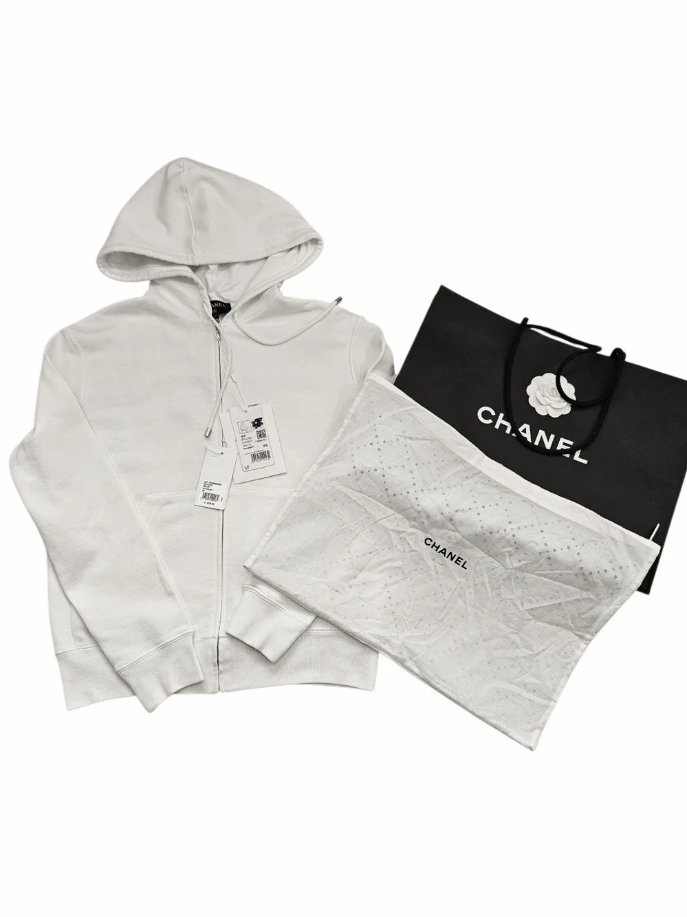 Chanel 2020 Graffiti Graphic Zip-Up Hoodie – White (Size XS) – NWT